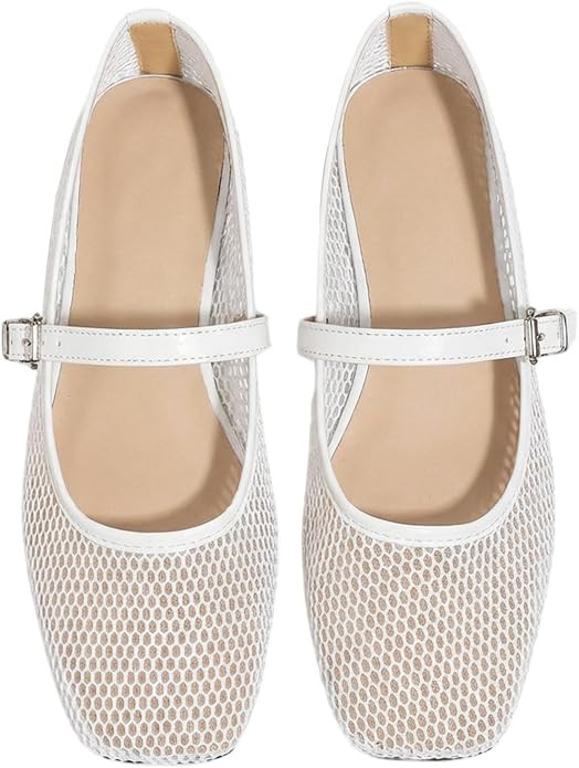 Milumia Women's Mesh Ballet Flats Comfortable Dressy Trendy Square Closed Toe Maryjane Flat Shoes | Amazon (US)