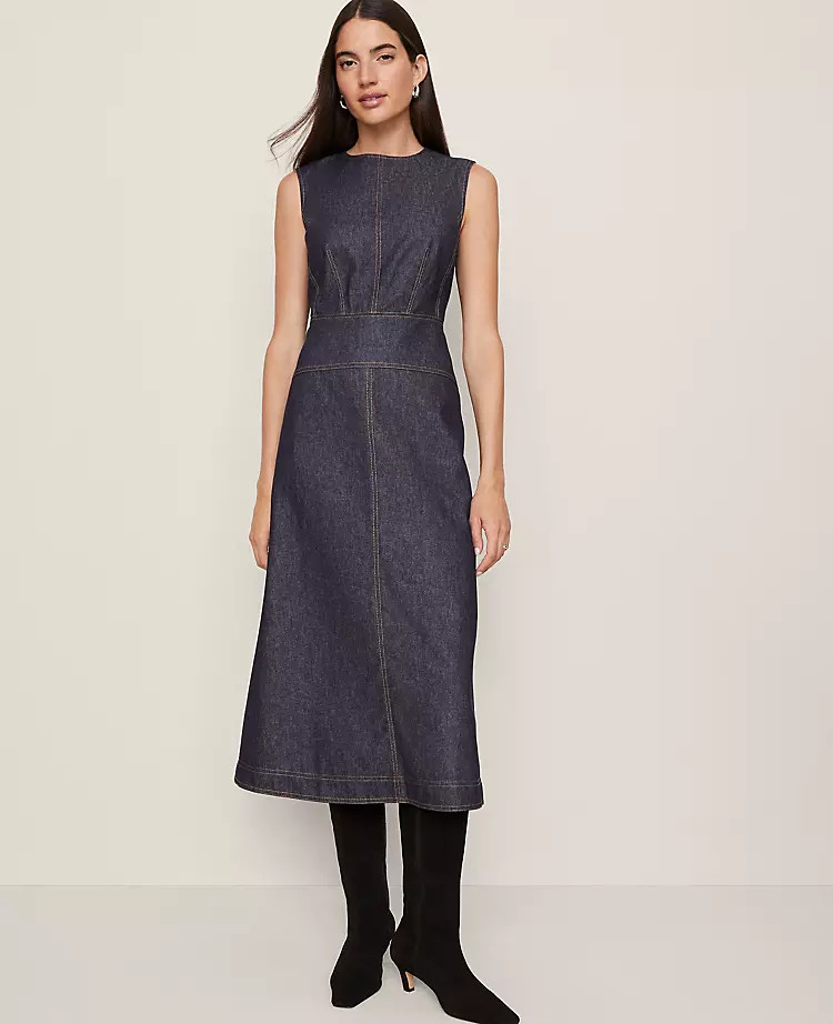 Weekend Collection Crew Neck Flare Midi Dress | Ann Taylor