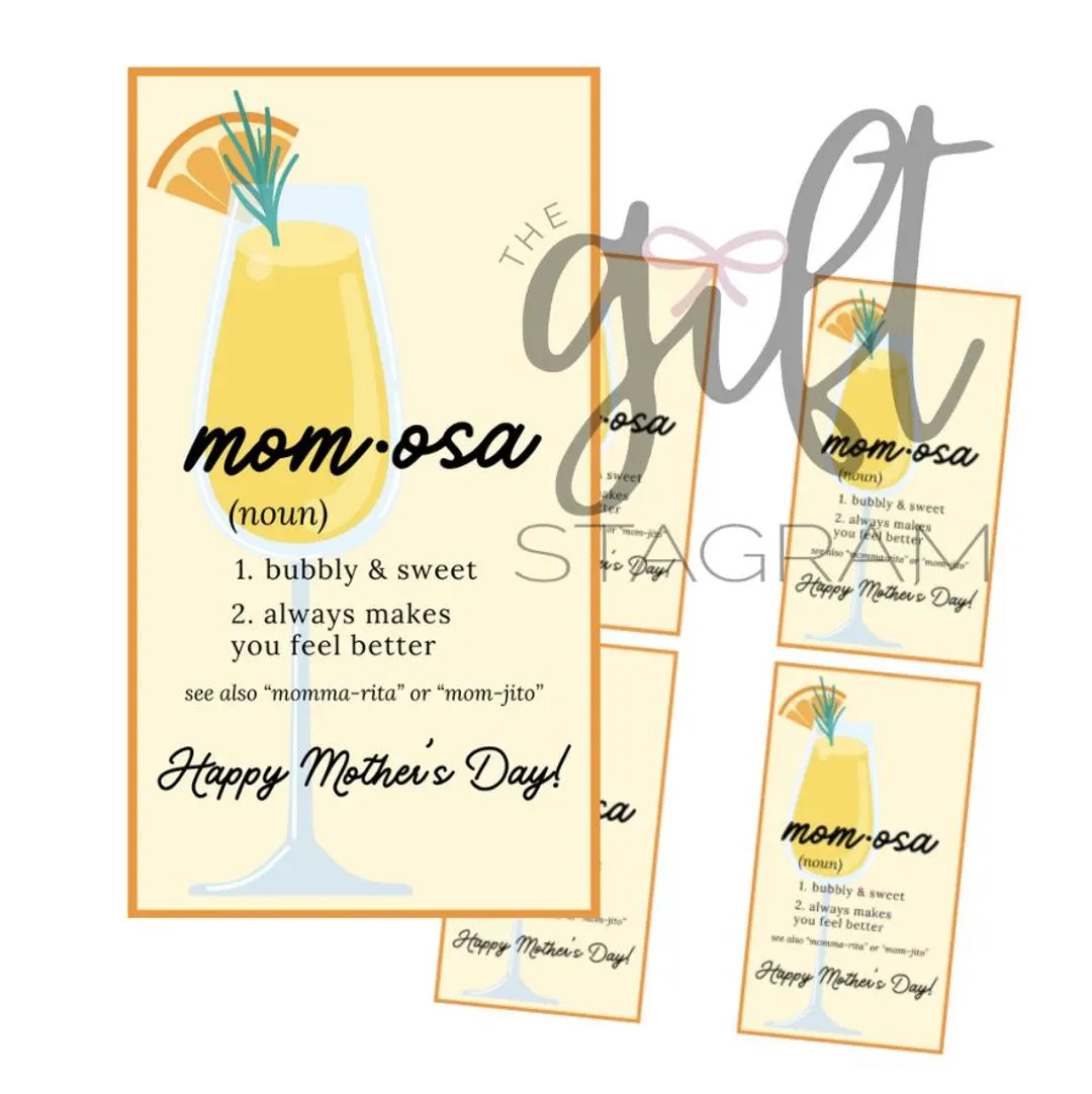 Mom•osa Gift Tag | Happy Mother's Day Wine Tag | DIGITAL DOWNLOAD | Mother's Day Gift Tags | Di... | Etsy (US)