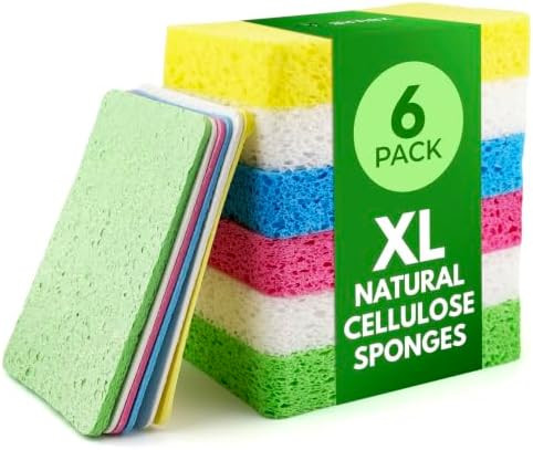 AIRNEX XL Compressed Cellulose Sponges - 6 Pack Large Natural Pop Up Dish Sponge for Kitchen - Co... | Amazon (US)