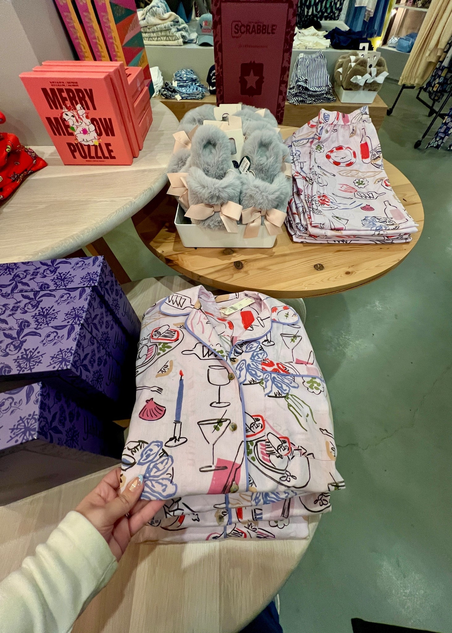 Anthropologie pjs, slippers and board games 

#LTKHoliday #LTKselfcare #LTKGiftGuide