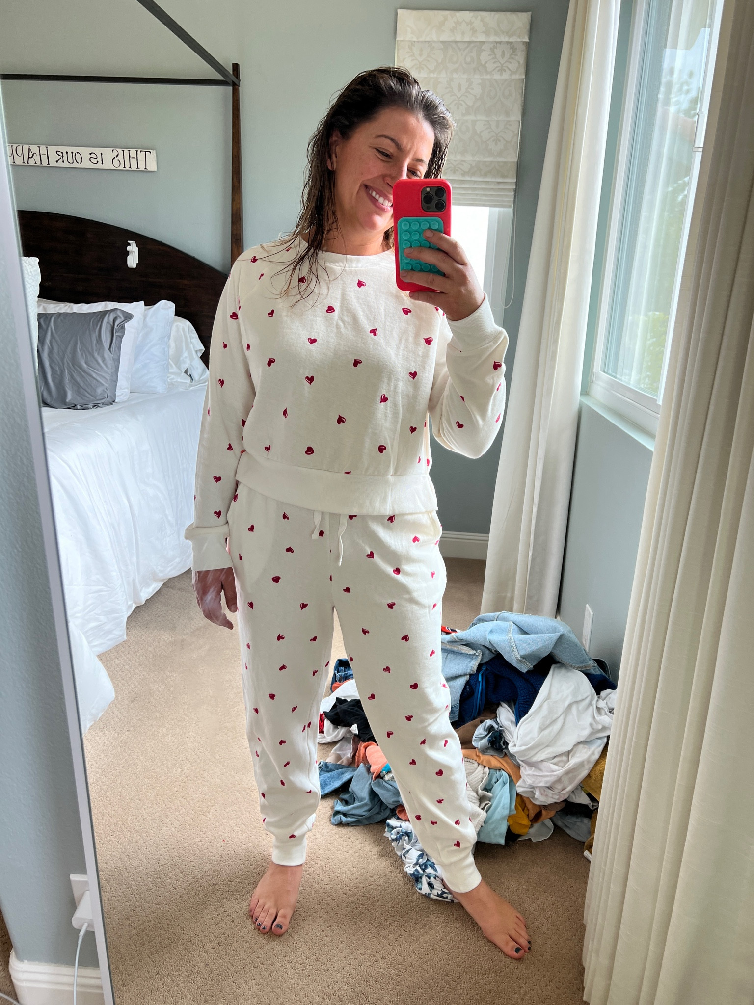 Cutest Valentine lounge set from colsie at target. Top is a little cropped so maybe size up on that. I’m wearing mediums which is TTS but love oversized and should’ve gotten a large  

#LTKMostLoved #LTKfindsunder50 #LTKSeasonal