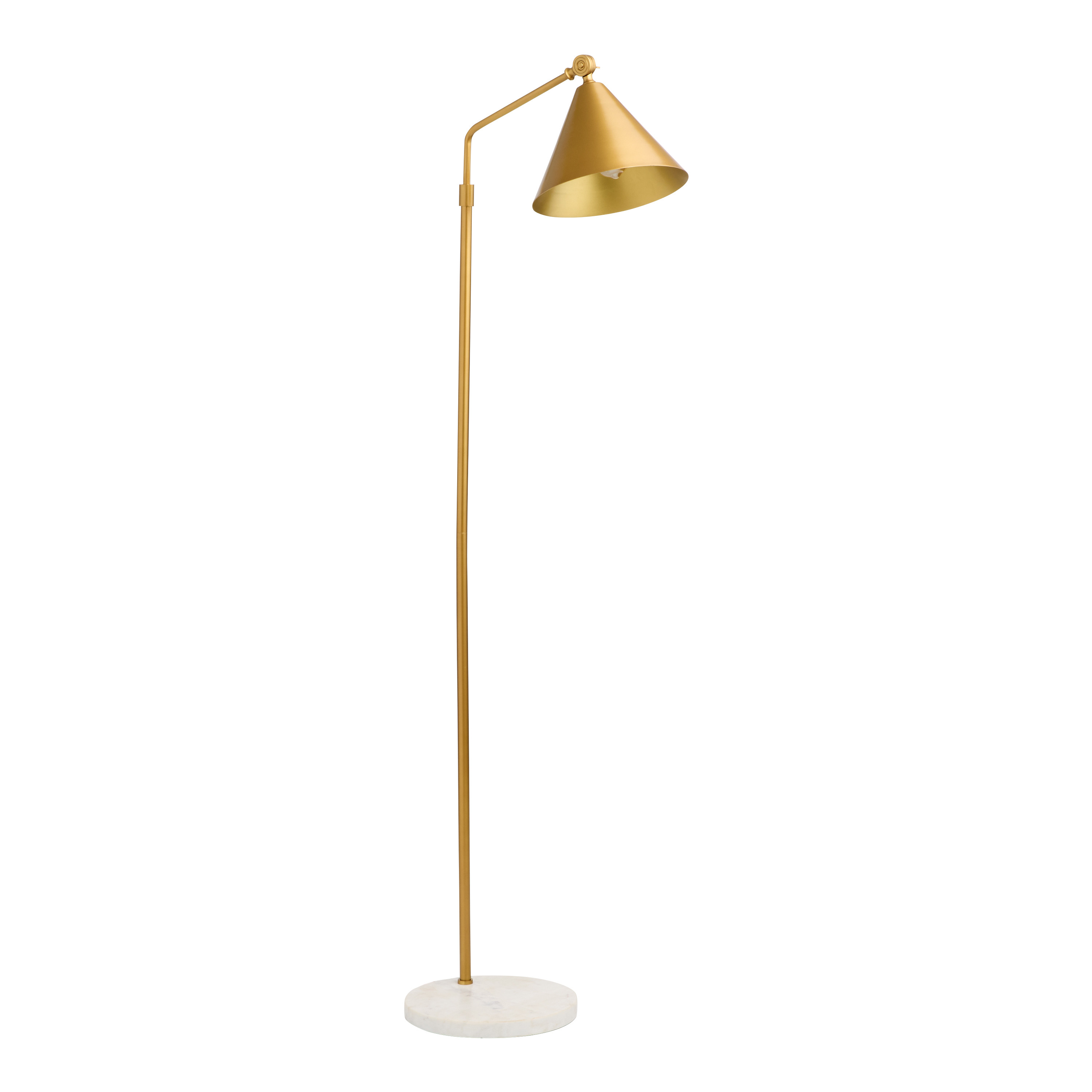 White Marble and Antique Brass Adjustable Task Floor Lamp | World Market