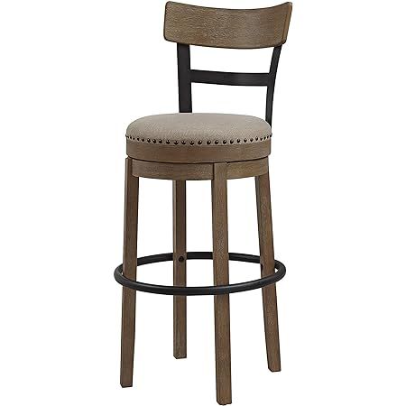 Ball & Cast Swivel Pub Height Barstool 30 Inch Seat Height Taupe fabric with nailhead trim Set of... | Amazon (US)