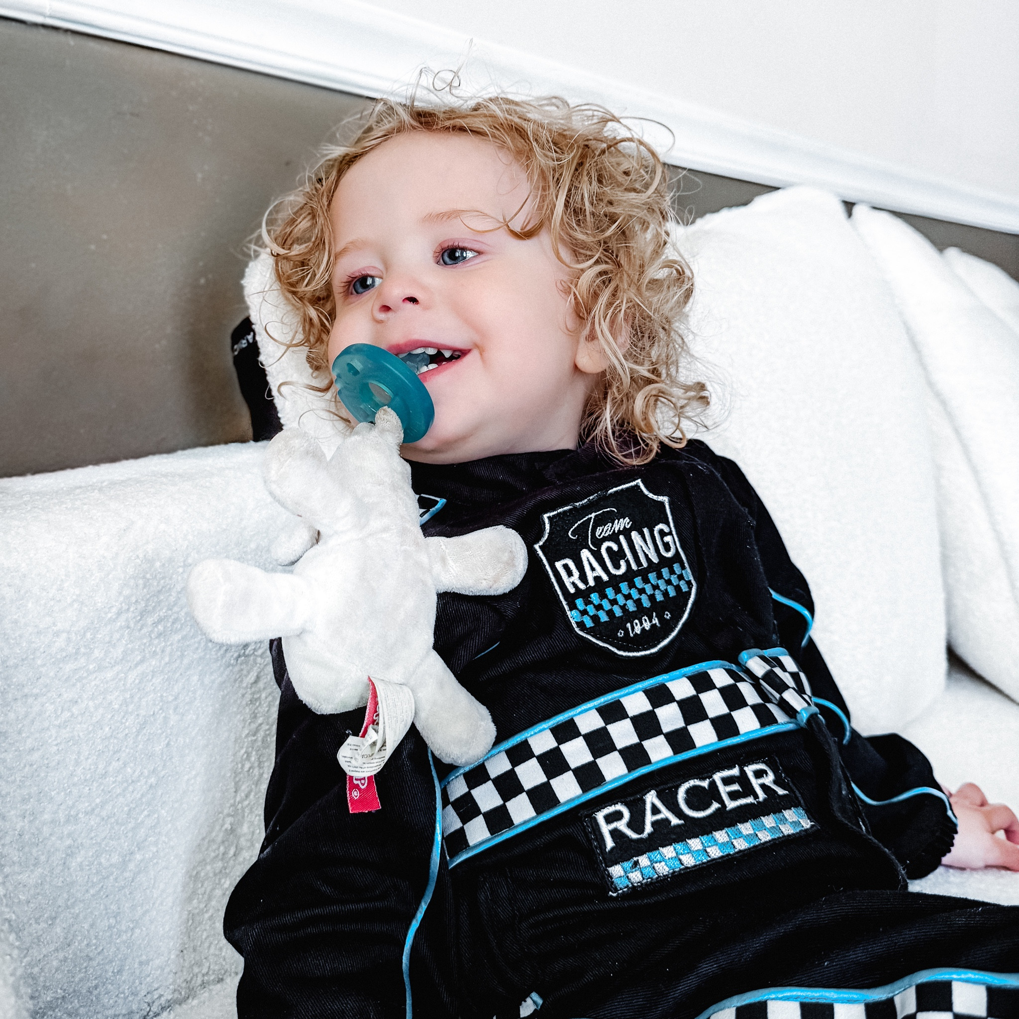 the cutest custom race car driver jumpsuit for my sons 2nd birthday party 🥹 you’re able to customize the patches, number, add their name and everything! And it’s cute enough to wear year round 🙈 #racecar #personalizedoutfit #jumpsuit #toddler #birthday 

#LTKFamily #LTKSaleAlert #LTKParties