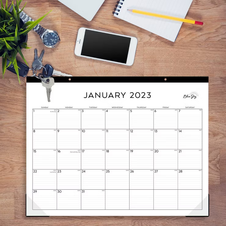 2023 Desk Pad Calendar 22"x17" Standard - Blue Sky | Target
