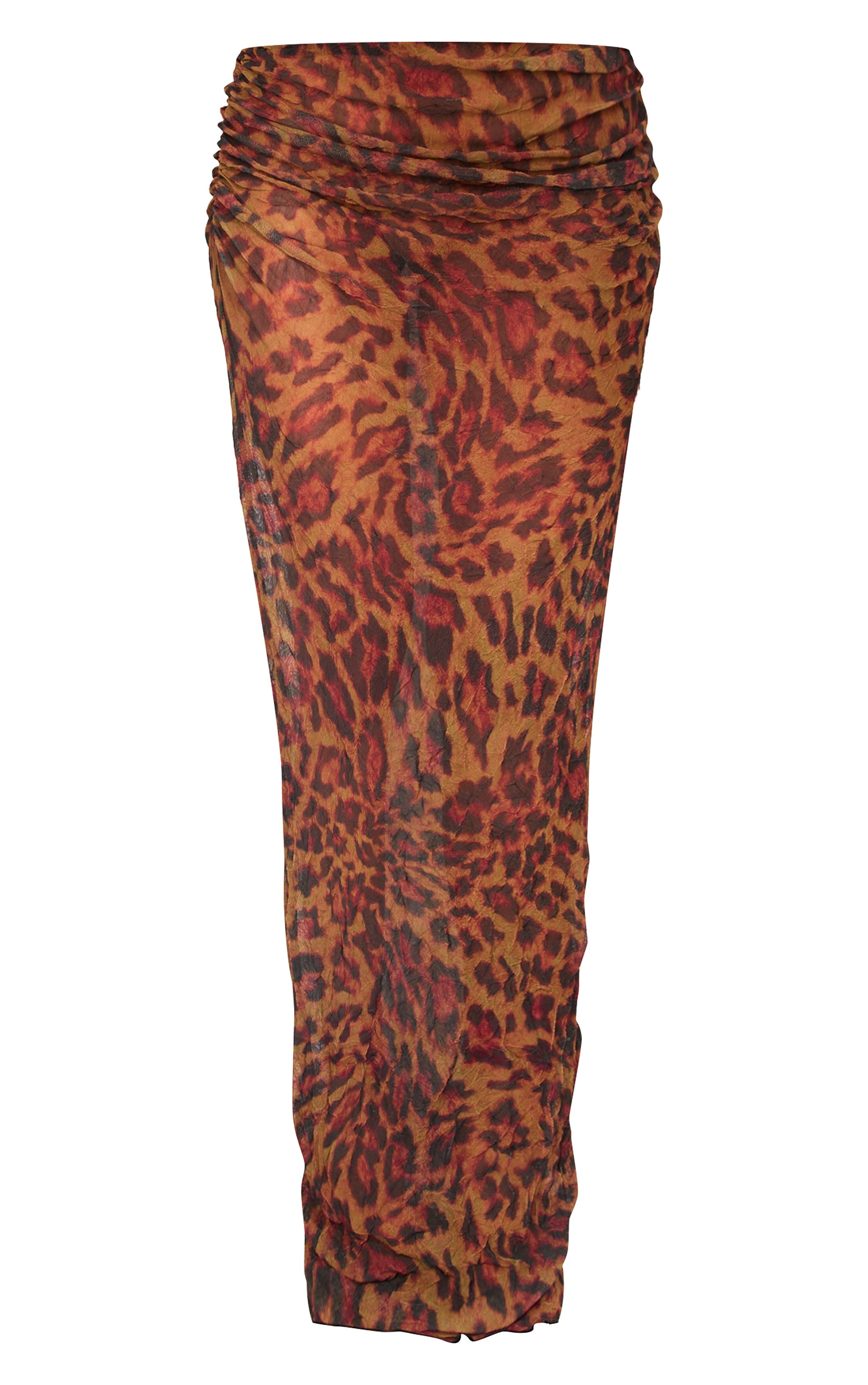 Petite Leopard Crushed Mesh Low Waist Maxi Skirt | PrettyLittleThing US