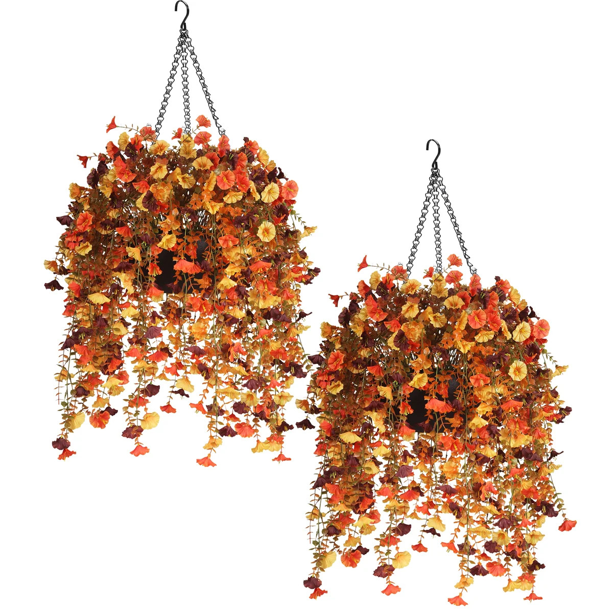 2 Piece Cascading Faux Morning Glory Hanging Basket Set for Fall Porch, Patio, Garden, and Entryw... | Wayfair North America