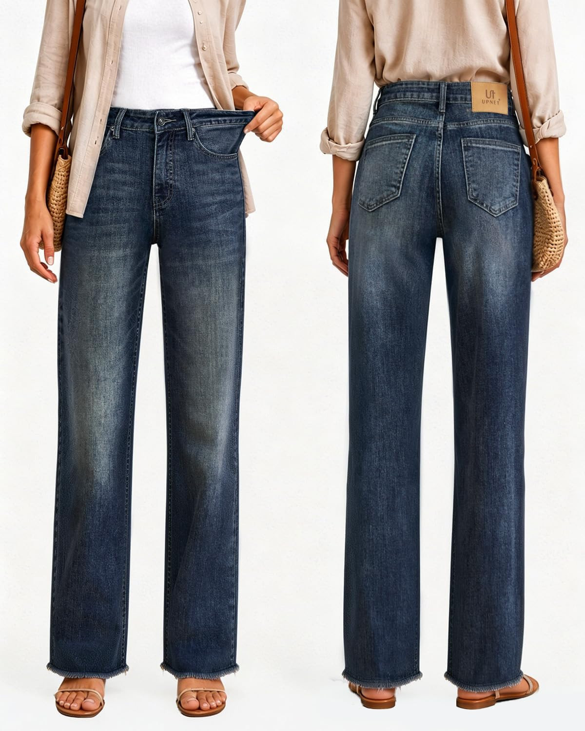 Women's High Waisted Stretchy Straight Leg Jeans Tummy Control Pants | Amazon (US)