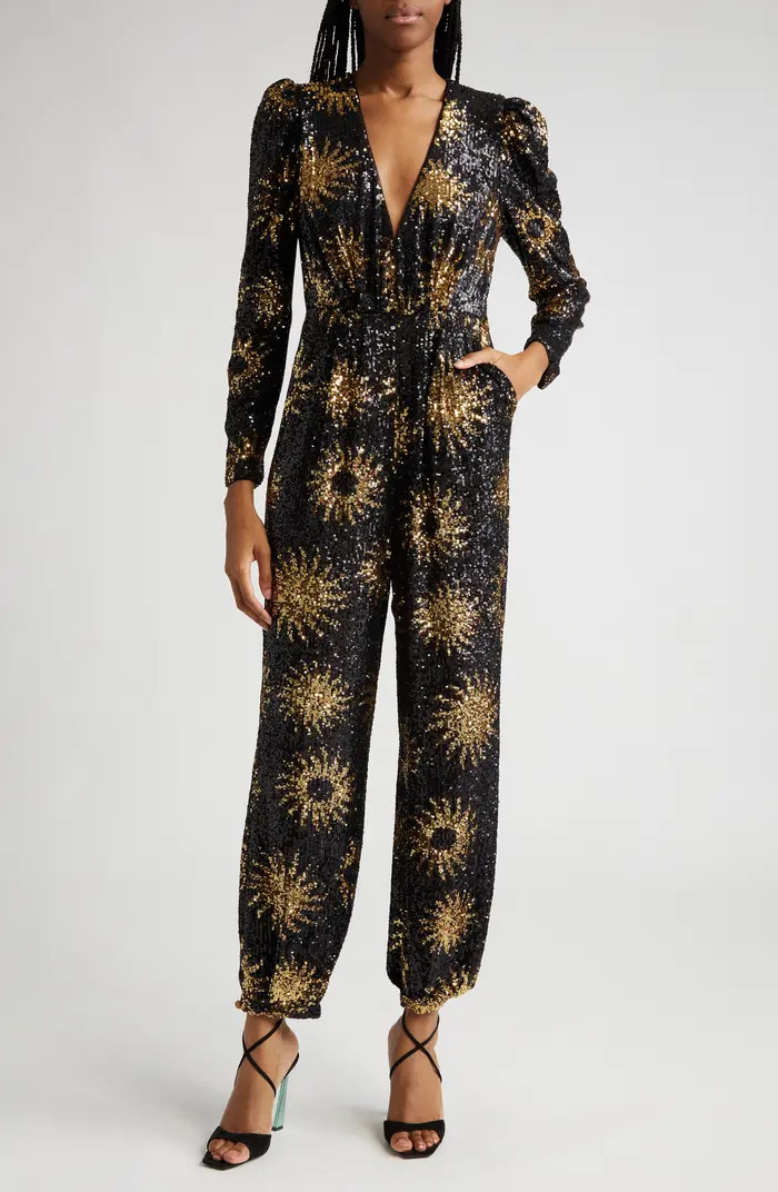 FARM Rio Sunny Mood Sequin Long Sleeve Jumpsuit | Nordstrom | Nordstrom