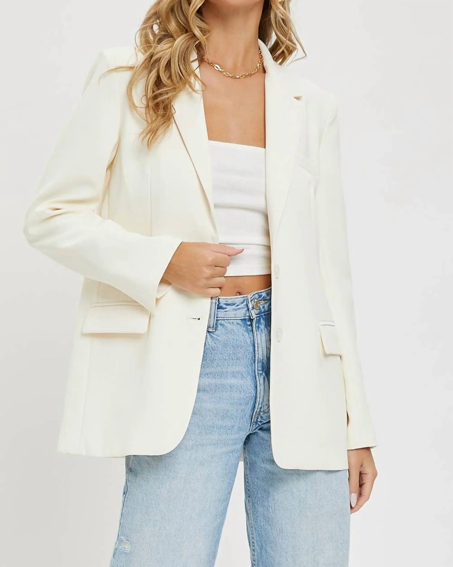 Oversized Blazer In Cream | Shop Simon
