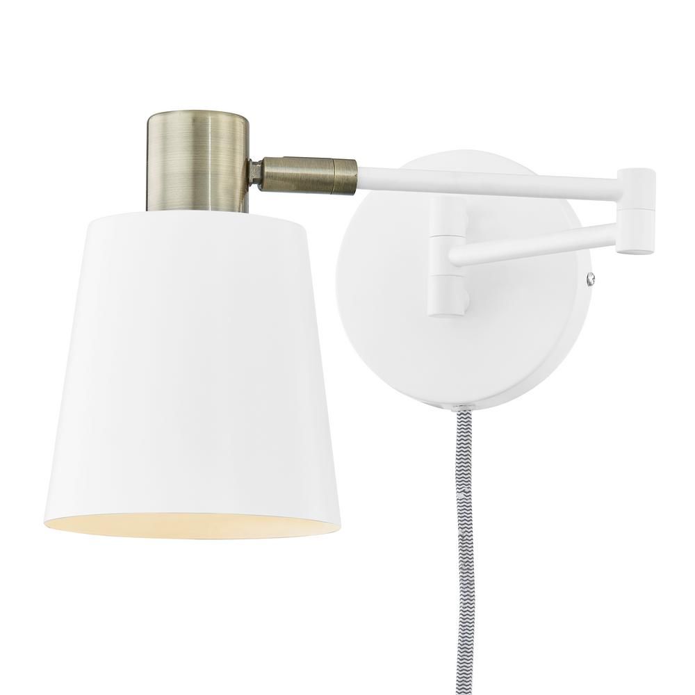 Light Society Alexi Plug-In Wall Sconce in White | The Home Depot