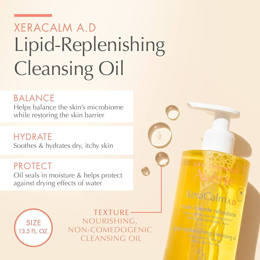 Eau Thermale Avene XeraCalm A.D Lipid-Replenishing Cleansing Oil, Atopic Dermatitis, Eczema-Prone... | Amazon (US)