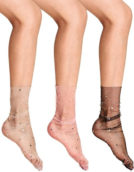 DIDK Women's Decorated Mesh Lace Sheer Loose Socks | Amazon (US)
