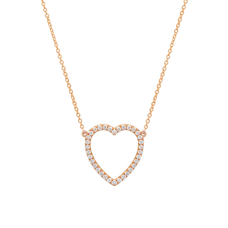 Large Rose Gold Diamond Open Heart Necklace | Jennifer Meyer