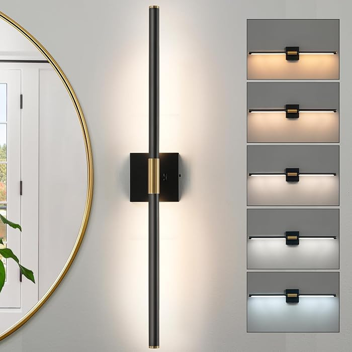 Black Gold Vanity Light Fixtures for Bathroom Over Mirror 30 inch LED Bath Sconces IP44 5CCT Adju... | Amazon (US)