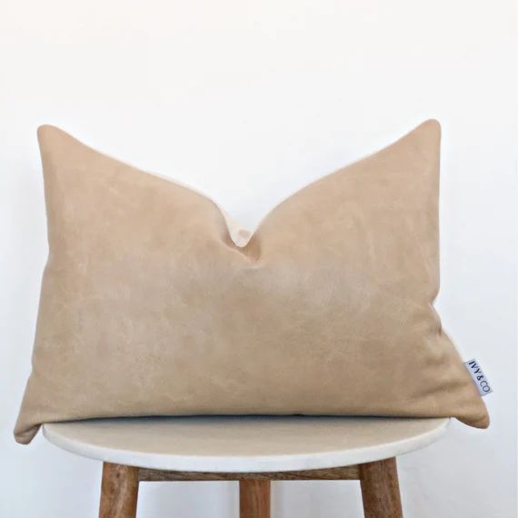 Genuine Leather Designer Pillow Cover  Light Camel Color  | Etsy | Etsy (US)
