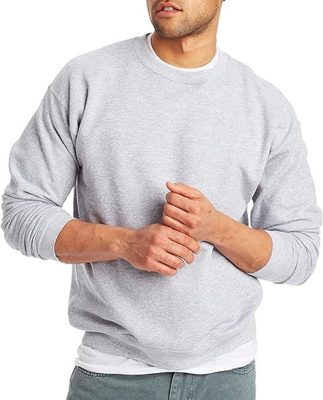 Hanes Men's Sweatshirt, EcoSmart Fleece Crewneck Sweatshirt, Cotton-Blend Fleece Sweatshirt, Plus... | Amazon (US)