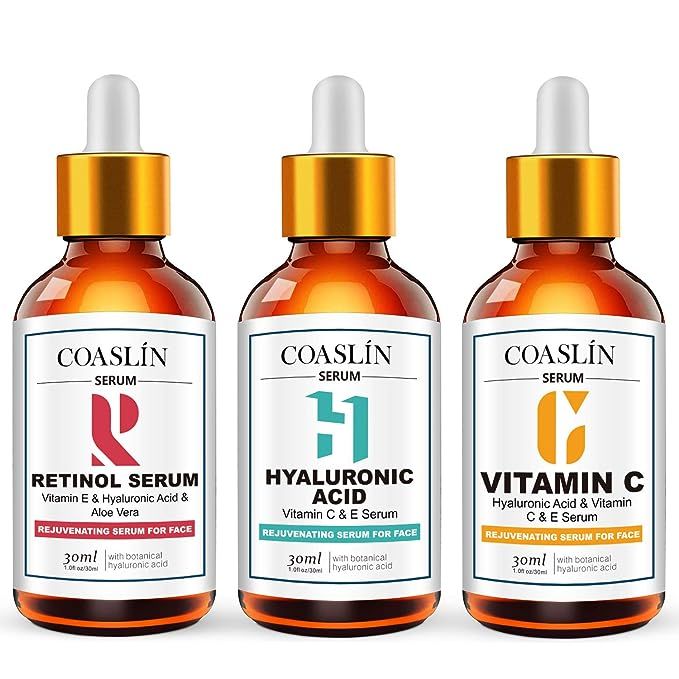 COSLAN Anti Aging Serum 3-Pack for Face- Face Serum Full Regimen-Vitamin C Serum, Retinol Serum, ... | Amazon (US)