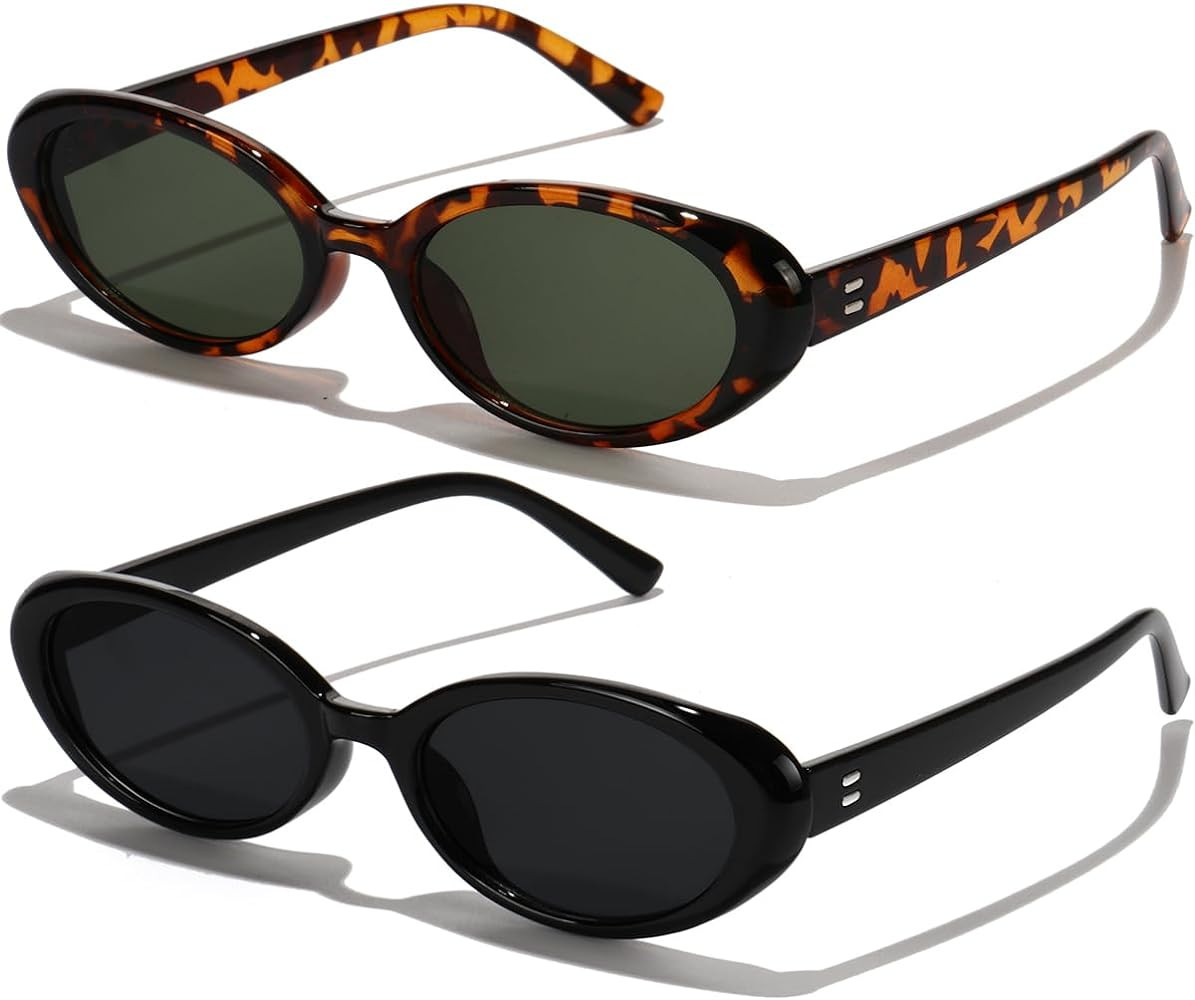 Oval Sunglasses for Women Men Fashion Small 90s Style Sun Glasses UV400 | Amazon (US)