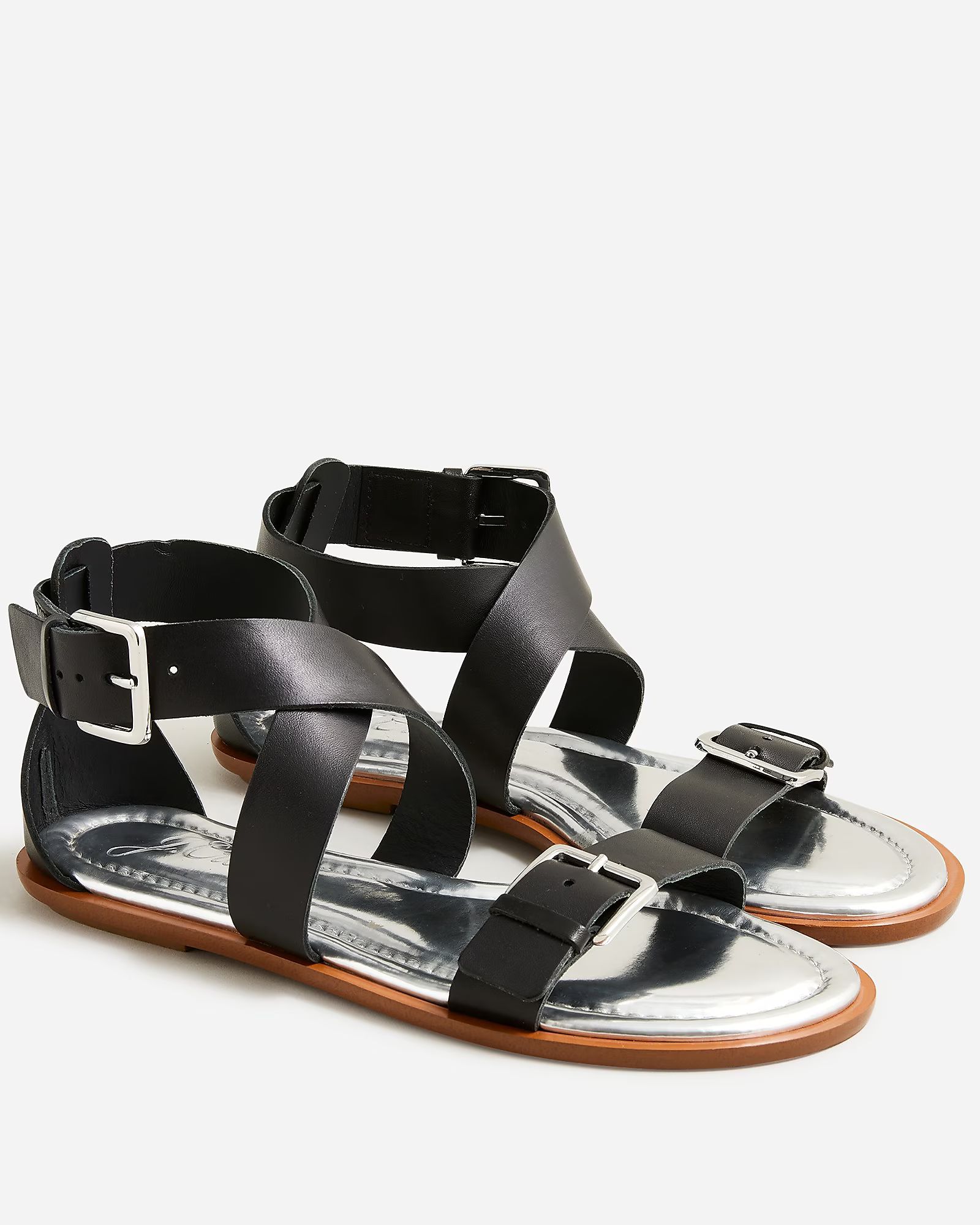 Sorrento made-in-Italy cross-strap sandals in leather | J.Crew US