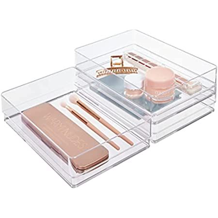 Backerysupply Clear Plastic Drawer Organizer Tray for Vanity Cabinet (9"×6"×2" Set of 4) For Office  | Amazon (US)