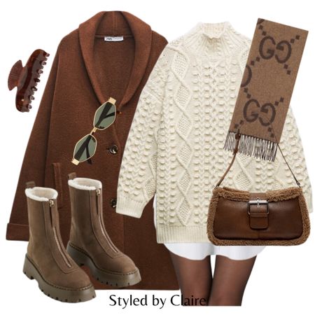 Teddy bag🐻
Tags: brown long wool coat, cable knit jumper dress, Gucci scarf, chunky boots with fur lining. Fashion autumn winter inspo outfit ideas otoño botas invierno Zara h&m casual neutral style

#LTKstyletip #LTKshoecrush #LTKitbag