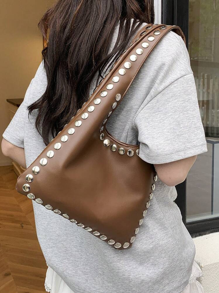 Personalized Rivet Decor Design Casual Luxury Niche Shoulder Bag, Premium Quality | SHEIN