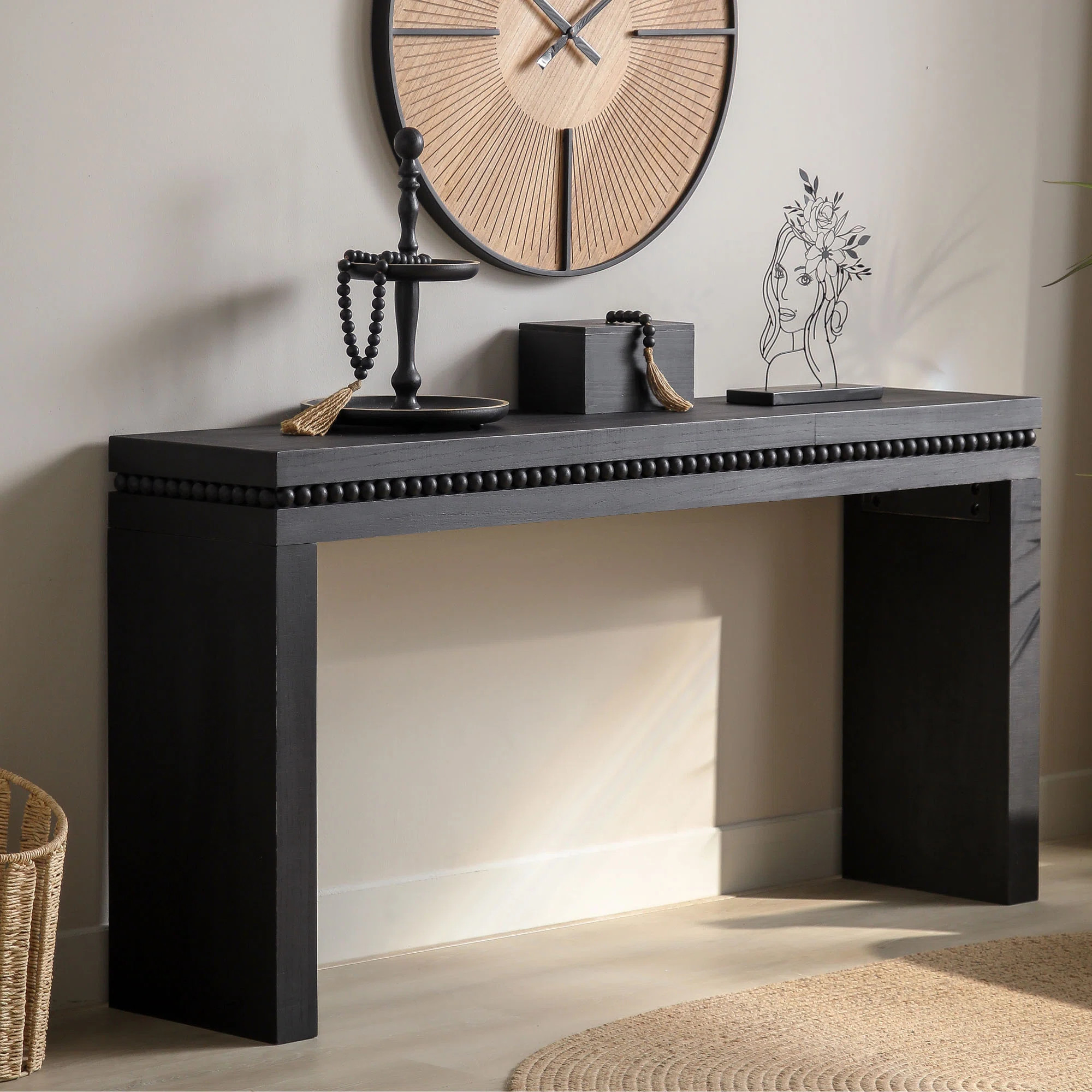 64" Wooden Console Table Decorated with Wooden Balls | Wayfair North America