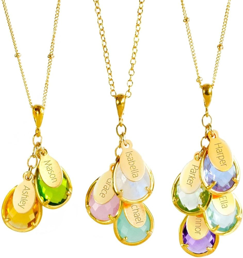 Custom Birthstone Necklace for Women – 925 Silver or 14k Gold Fill Personalized Necklace with K... | Amazon (US)