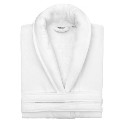 Linum Home Textiles 100% Turkish Cotton Unisex Anovia Velour Bathrobe - Small/Medium  - White | Target