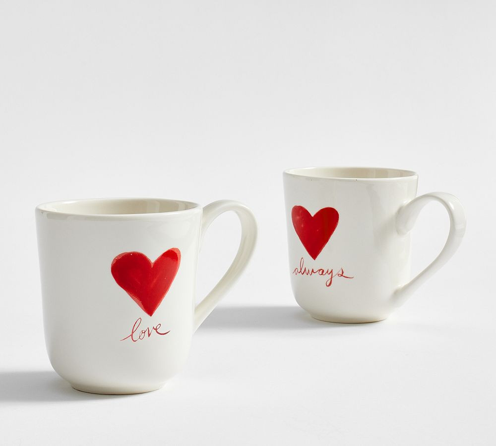 Painted Hearts Stoneware Mugs - Set of 2 | Pottery Barn (US)