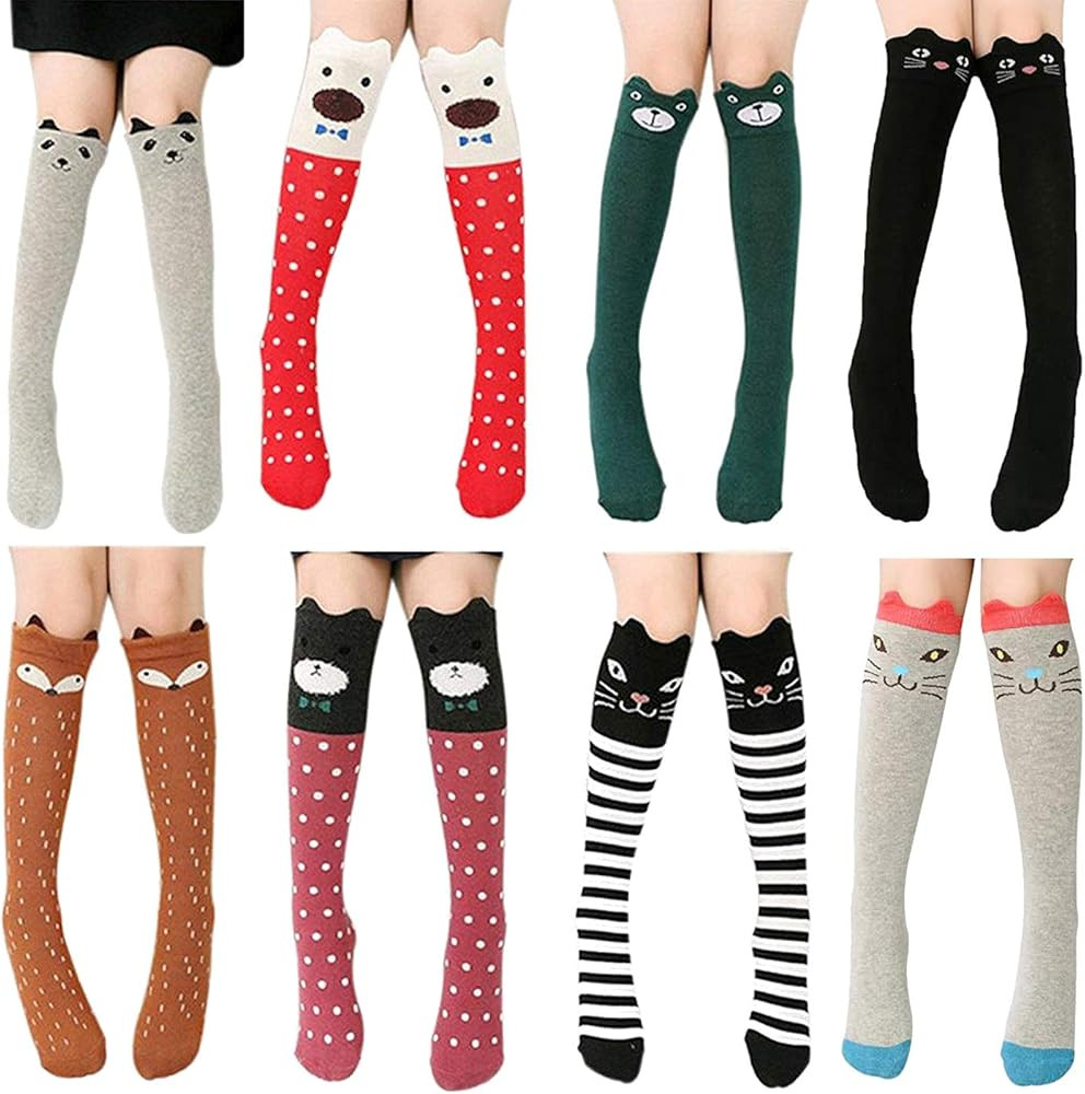 Gellwhu Girls Knee High Socks Gifts Cotton Mid Calf Long Boot Socks Stockings | Amazon (US)