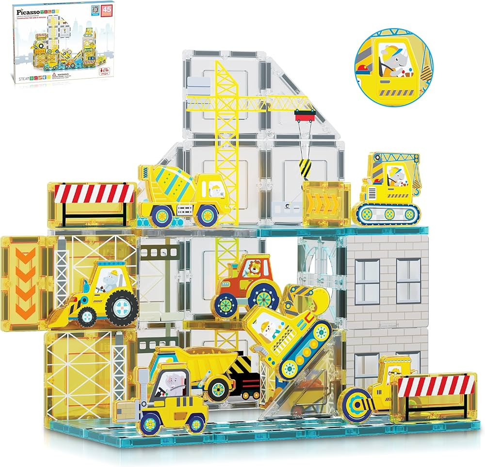 PicassoTiles Magnet Tile Building Block Safari Themed Set with 8 Compatible Magnetized Animal Act... | Amazon (US)