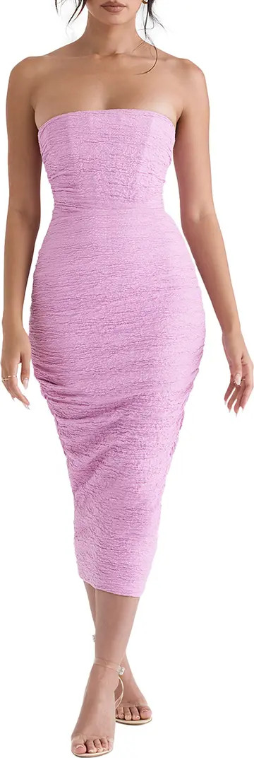 Ruched Corset Strapless Midi Dress | Nordstrom