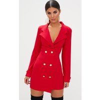 Red Gold Button Detail Blazer Dress | PrettyLittleThing US