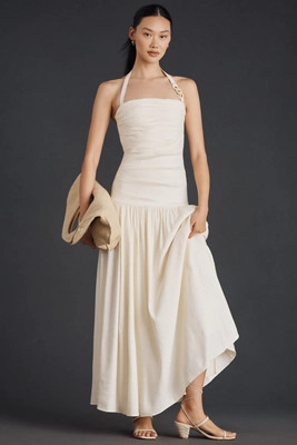 Shona Joy Hadley Linen Blend Draped Halter Maxi Dress | Anthropologie (US)