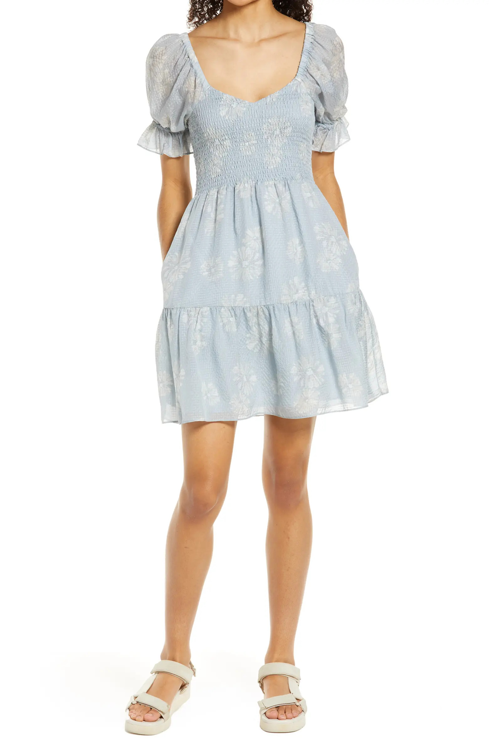 Lucie Smocked Silk Minidress | Nordstrom