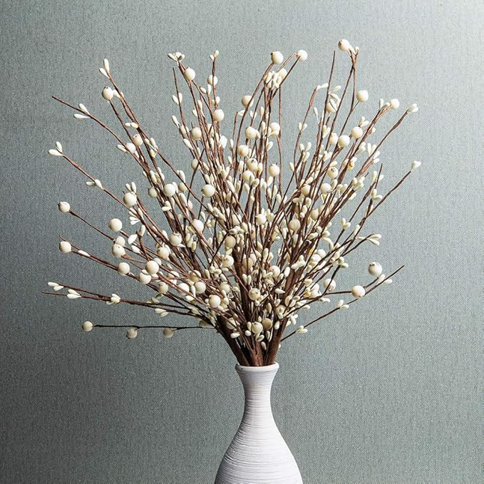 6PCS Artificial Pip Berry Stems,Cream Berry Stems White Berry Picks for Winter Christmas Holiday ... | Amazon (US)