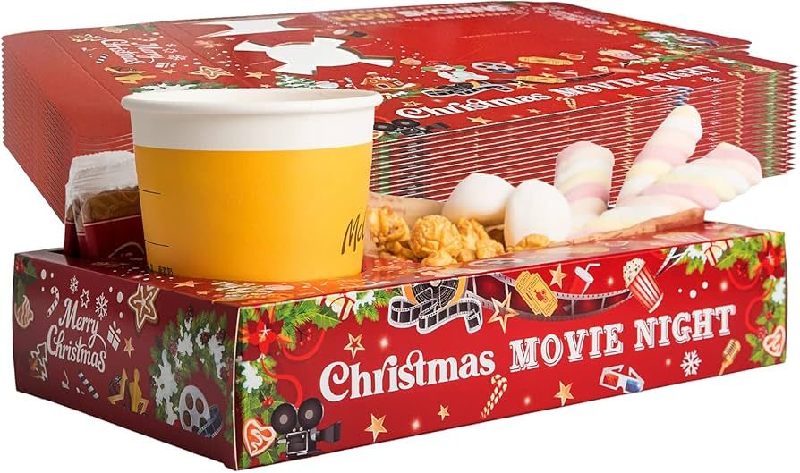 20 Pcs Christmas Party Supplies Movie Night Paper Snack Trays Xmas Party Decorations Movie Night ... | Amazon (US)