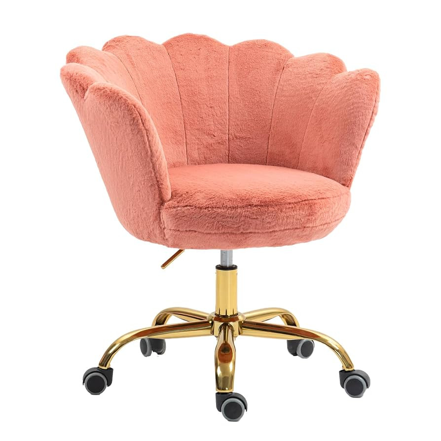 ZOBIDO Comfy Home Office Task Chair with Wheels, Cute Modern Upholstered Velvet Seashell Back Adj... | Amazon (US)