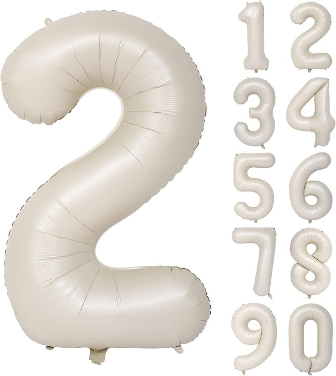 40 In Cream white Number Balloons Helium Foil Mylar Balloon Birthday Party banquet Decoration Dig... | Amazon (US)