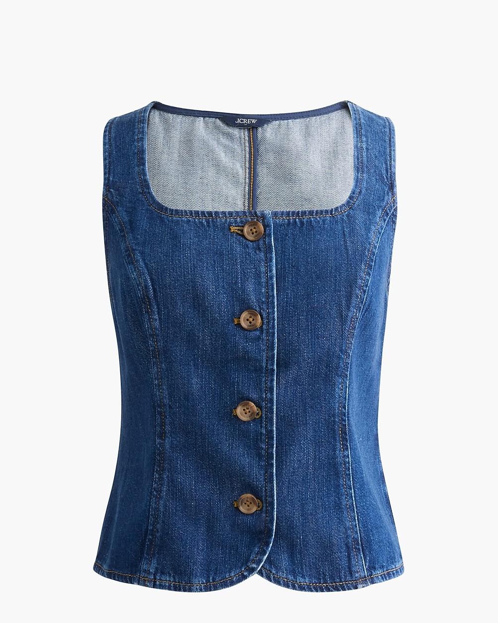 Denim scoopneck button-front vest | J.Crew Factory
