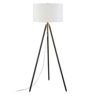 Kahn 67 in. 2-Tone Blackened Bronze and Antique Brass Tripod Floor Lamp | The Home Depot