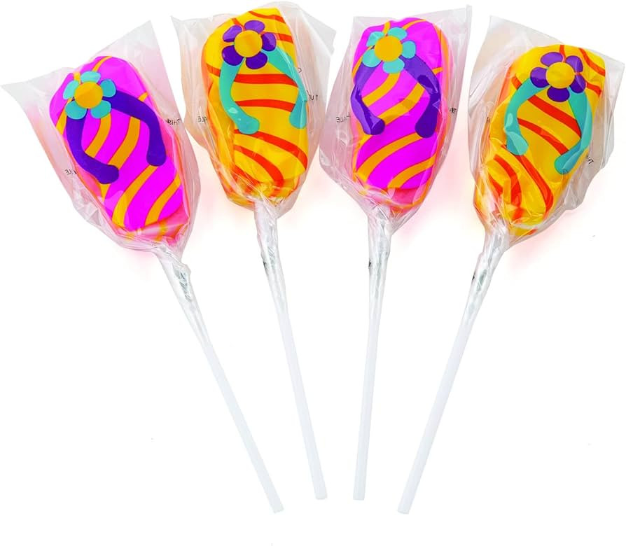 Flip Flop Sandals Lollipops - Luau Party Candy, 12 Individually Wrapped Suckers in Pineapple and ... | Amazon (US)