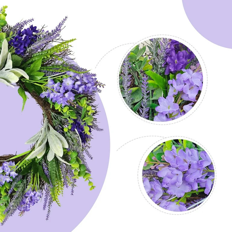 20Inch Spring Wreaths Summer Lavender Wreath for Front Door with Lambs Ear for Indoor Outdoor Sea... | Walmart (US)