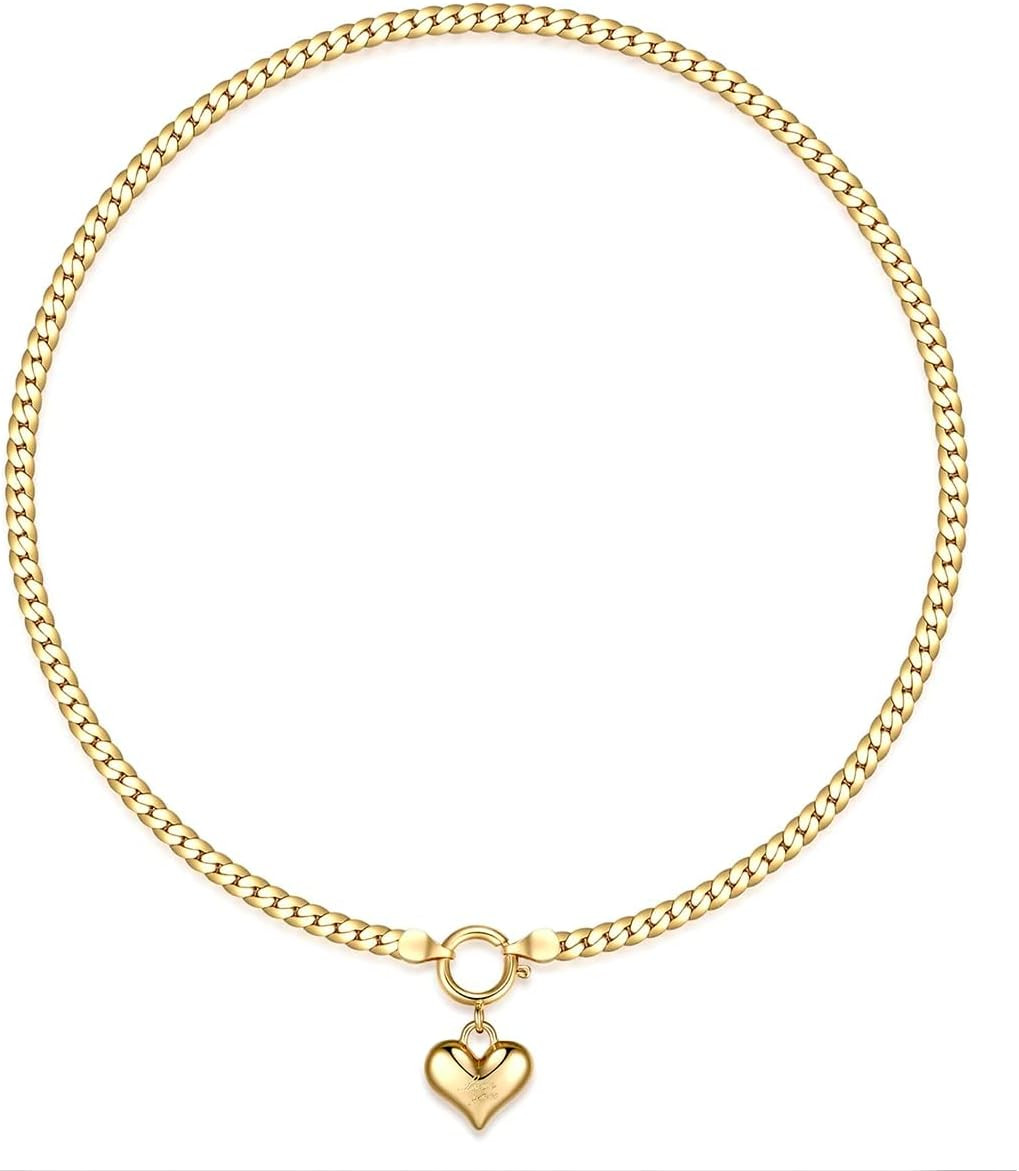 NUZON Sunburst Heart / 2-Tone Interlocking/CZ Evil Eye/Single Pearl/Love Heart Pendant Necklace for Women 14K Gold Chain Necklace Chunky Statement Jewelry | Amazon (US)