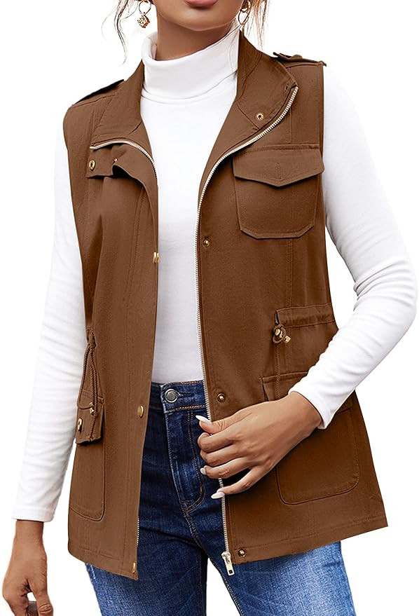 Beyove Womens Lightweight Sleeveless Military Anorak Cargo Vest No Hood | Amazon (US)