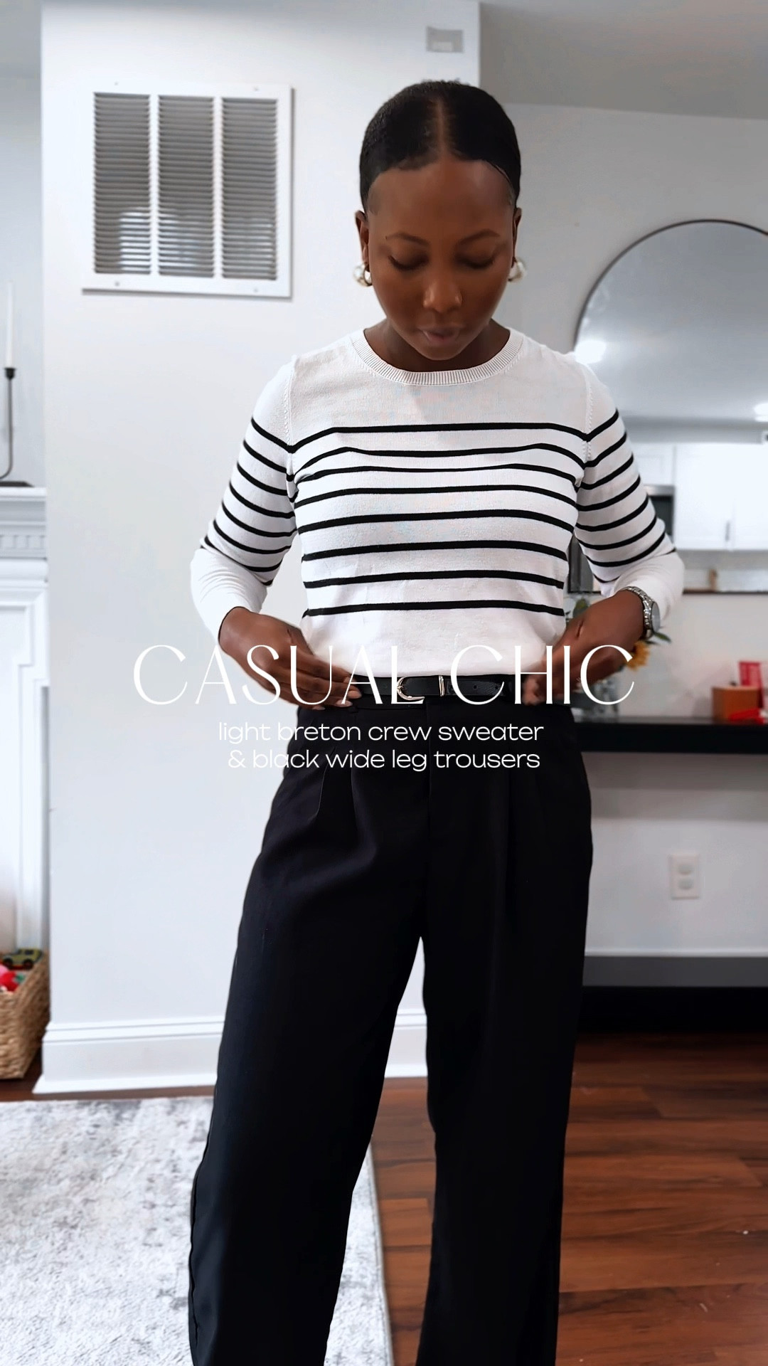You can never go wrong with throwing on that striped breton crew with trousers, jeans, or a skirt this fall. A classic go to. Dress it up with some chunky gold hoops & maybe a red lip & you're set. Outfit is linked! Happy Monday! C
Minimalist outfit, fall outfit, casual chic, work outfit, Fall trends, autumn outfit, capsule wardrobe, transitional style
#minimaliststyle #casualchicstyle #capsulewardrobe #lifestyle #transitionalstyle

#LTKWorkwear #LTKxMadewell #LTKStyleTip