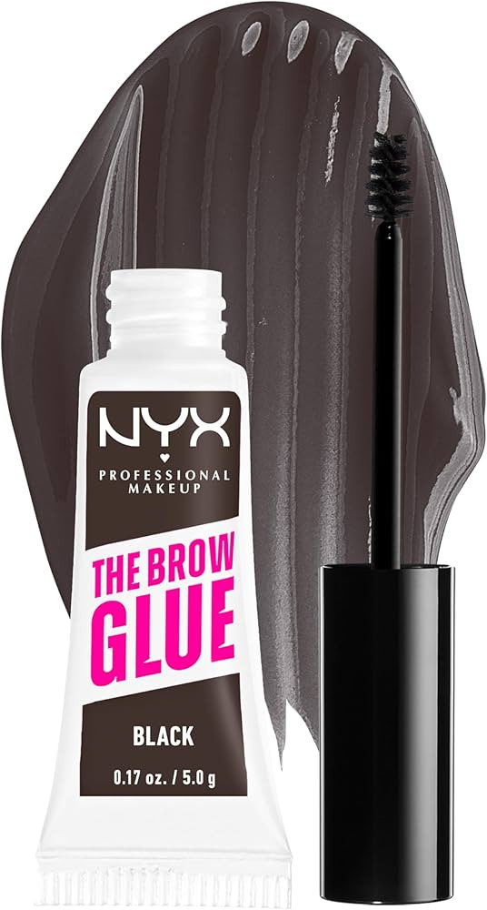 NYX PROFESSIONAL MAKEUP The Brow Glue, Extreme Hold Tinted Eyebrow Gel - Black | Amazon (US)